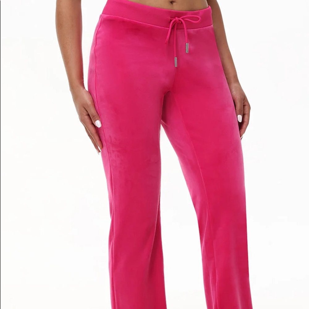 Juicy Couture OG BIG BLING VELOUR TRACK PANTS Hot Pink - Picture 4 of 6